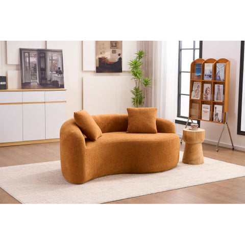 LY 042 S Curved Chenille Sectional Sofa  Dual-Depth  21.3x  26.8, Beige, No Assembly, Compact For Small Spaces, 400 Lbs, 66.9 L