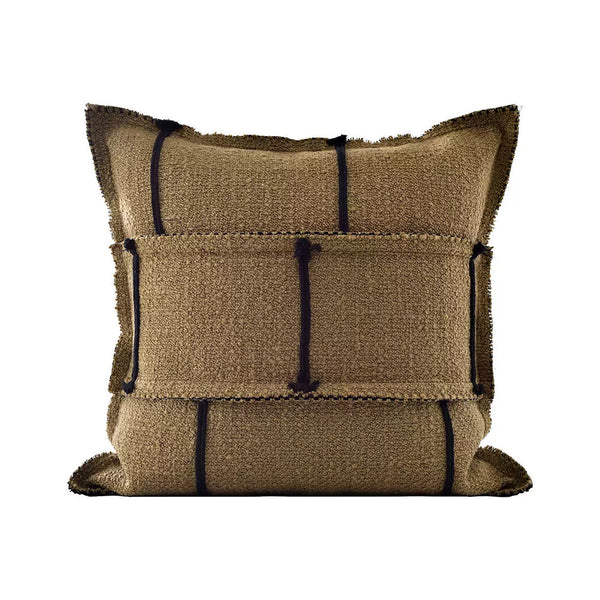 Brown Khaki Luxury Linen Cotton Blend Decorative Pillow Cover