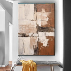 Large Abstract Handmade Painting Brown Textured Wall Art