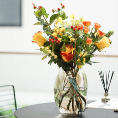 Designer Transparent Glass Vase Irregular Dining Table Vase Sample Room Decoration Colored Flower