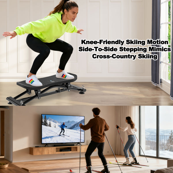 Sliding Ski Simulator With Resistance Bands