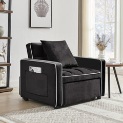 Three-in  One Sofa Bed Chair Folding Sofa Bed Adjustable Back Into A Sofa Recliner Single Bed  Modern Chair Bed Berth Black