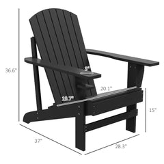 Modern Adirondack Chair With Cupholder Supports 330 Lbs For Patio Garden Lawn Black