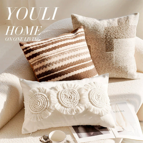 Linen Nordic Style Throw Pillow Covers With Tassel Cushion Cases