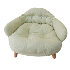 Plush Elevated Fabric Indoor Pet Bed with Solid Wood Legs