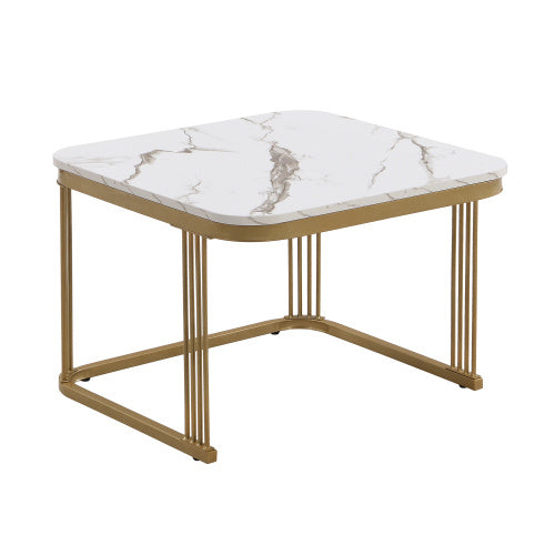 Nestable Coffee Table High Gloss Marble Exterior