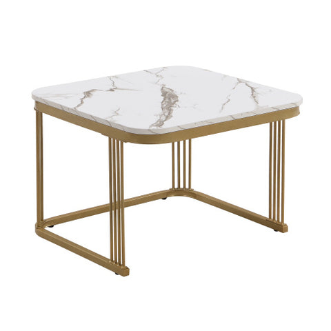 Nestable Coffee Table High Gloss Marble Exterior