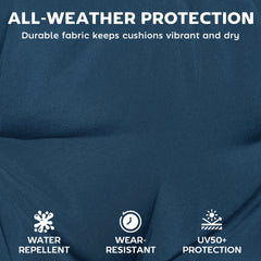 Set of 2 Chaise Lounge Cushion, 4" Thick Outdoor Lounge Chair Cushions with Ties for Patio, 21" x 72 ", Navy Blue