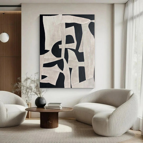 Handmade Oil Painting Canvas Wall Art Decoration Modern Abstract Black White Texture Minimalist For Home Decor Rolled Frameless Unstretched Painting