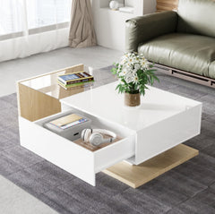 Coffee Table In High Gloss White and wood
