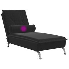 Massage Chaise Lounge with Neck Roll, Velvet