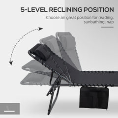 2 Piece Folding Chaise Lounge Pool Chairs with 5-level Reclining Back