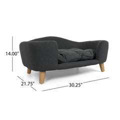 Elevated Luxurious Fabric Chaise Lounger for Dogs or Cats with Wood Legs