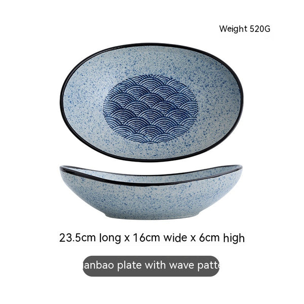 Japanese-style Ceramic Salad Dish Deep Plates Oval