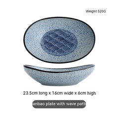 Japanese-style Ceramic Salad Dish Deep Plates Oval
