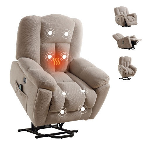 Power Lift Recliner Chair With Heat And Massage Recliner Chair For Living Room With Infinite Position And Side Pocket,USB Charge Port