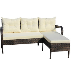 Outdoor Patio Furniture Sets 2 Piece Conversation Set Wicker Ratten Sectional Sofa With Seat CushionsBeige Cushion