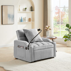 Convertible Sleeper Chair Sofa Bed Adjustable Pull Out Sleeper Chair Bed Multi-Pockets Folding Sofa