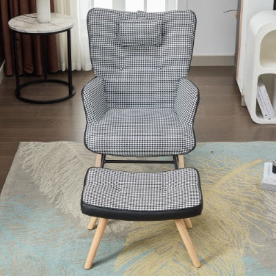 Rocking Chairs For Adults, Fabric Rocking Chair Relaxing Recliner Chair With Solid Wood Legs High Back Lounge Chairs For Balcony Living Room Bedroom