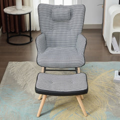 Rocking Chairs For Adults, Fabric Rocking Chair Relaxing Recliner Chair With Solid Wood Legs High Back Lounge Chairs For Balcony Living Room Bedroom