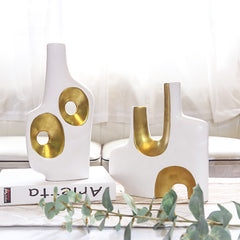 Luxury Abstract Art Double Mouth White Floral Modern Home Decoration