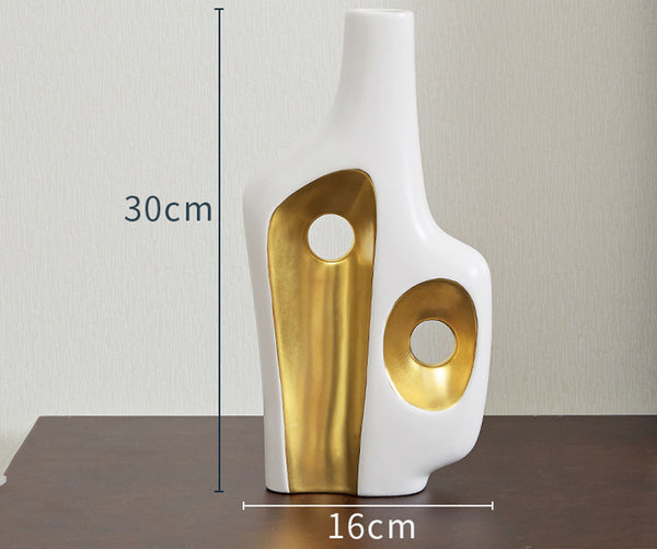 Luxury Abstract Art Double Mouth White Floral Modern Home Decoration