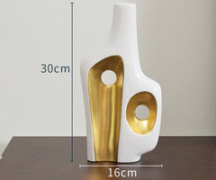 Luxury Abstract Art Double Mouth White Floral Modern Home Decoration