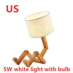 Creative Small Machine Humanoid Wooden Table Lamp Fashion Design Home Decor