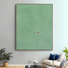 Swimming Into The Sea Green Ocean Hand Painted Oil Painting