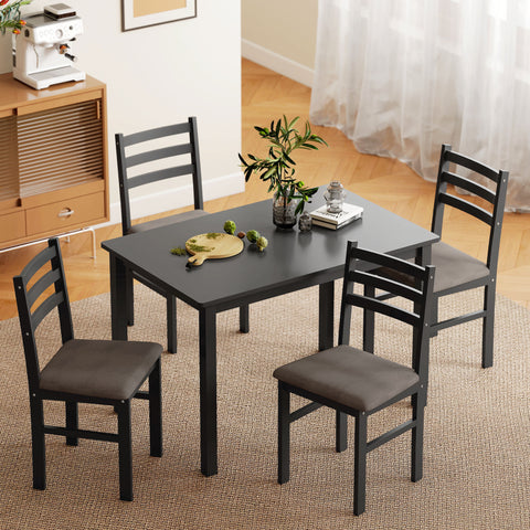 Farmhouse Dining Table Set With Upholstered Chairs