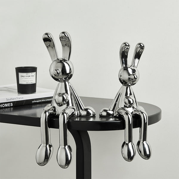 Light Luxury Silver Electroplated Sitting Rabbit Decoration Living Room Wine Cabinet TV