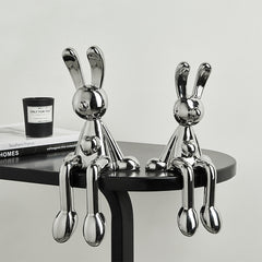 Light Luxury Silver Electroplated Sitting Rabbit Decoration Living Room Wine Cabinet TV