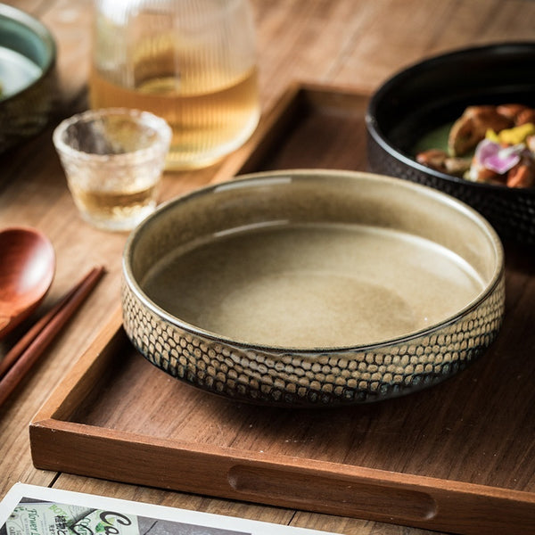 Japanese Ceramic Round Deep Plates Dinner Plate