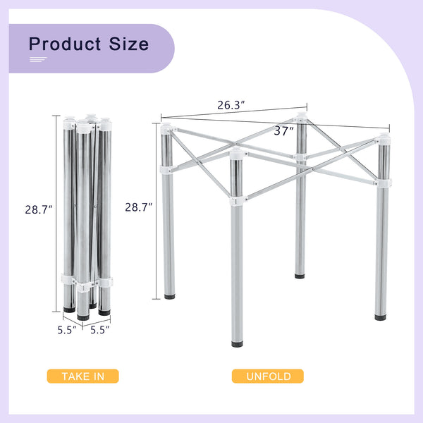 Table Legs Only - Minimalist Silver Stainless Steel Folding Table Frame
