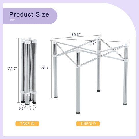 Table Legs Only - Minimalist Silver Stainless Steel Folding Table Frame