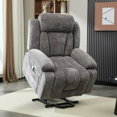 Electric Power Lift Recliner Chair Sofa With Massage And Heat For Elderly, Heavy Duty And Safety Motion Reclining Mechanism Fabric Sofa With Storage Pocket, Cup Holders,USB Ports