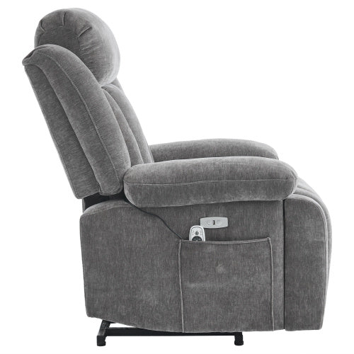 Electric Power Lift Recliner Chair Sofa With Massage And Heat For Elderly, Heavy Duty And Safety Motion Reclining Mechanism Fabric Sofa With Storage Pocket, Cup Holders,USB Ports