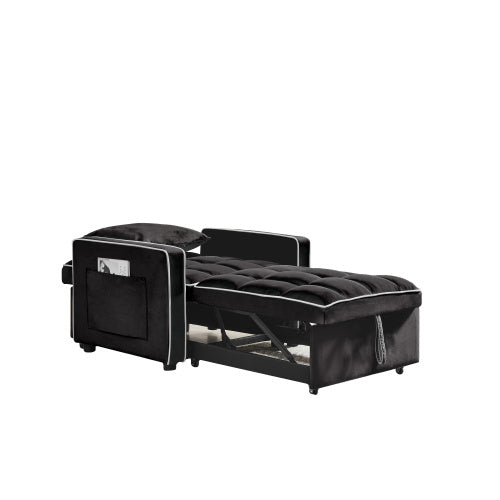 Three-in  One Sofa Bed Chair Folding Sofa Bed Adjustable Back Into A Sofa Recliner Single Bed  Modern Chair Bed Berth Black