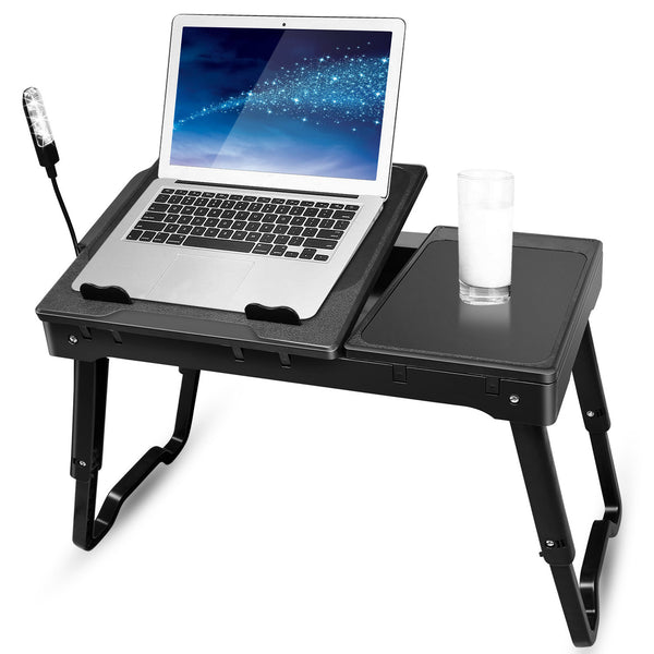 Foldable Laptop Table Bed With Cooling Fan Mouse Board LED Light 4 USB Ports