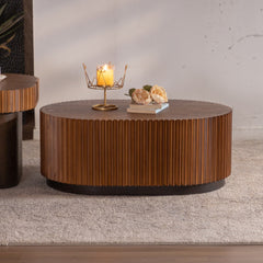 Modern Stylish Wooden Circle Fluted Table For Living Room