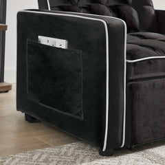 Three-in  One Sofa Bed Chair Folding Sofa Bed Adjustable Back Into A Sofa Recliner Single Bed  Modern Chair Bed Berth Black