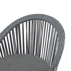 Set Of 2  26.7 Modern Gray Wicker Lounge Chair With Rattan And Iron Frame, Featuring A Stylish Round Design, Perfect For Living Room, Patio, Or Balcony Relaxation