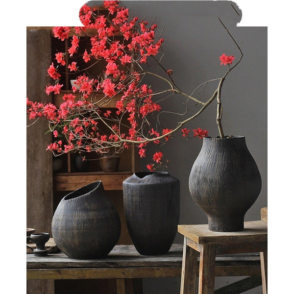 Ophelia Modern Hand-carved Painted Ceramic Vase
