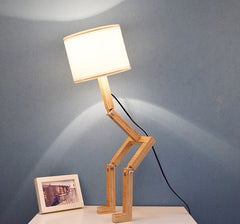 Creative Small Machine Humanoid Wooden Table Lamp Fashion Design Home Decor