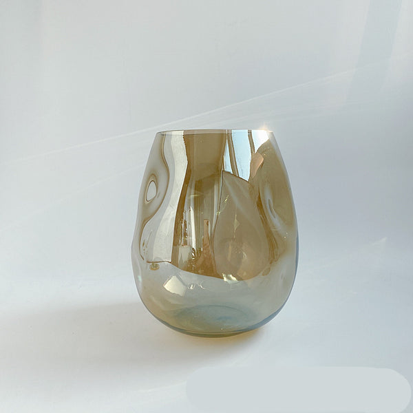 Designer Transparent Glass Vase Irregular Dining Table Vase Sample Room Decoration Colored Flower