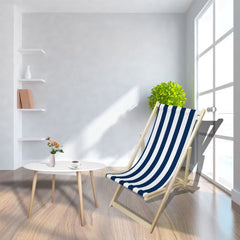 Wood Sling Chair Blue Stripe Broad Blue Stripe  Dark Blue Folding Chaise Lounge Chair