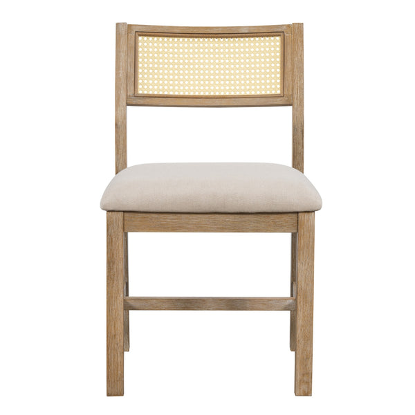 6-piece Retro Farmhouse Style Dining Set, Rectangular Table And 4 Upholstered Chairs and Bench