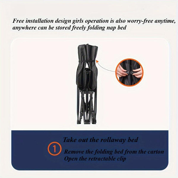 Easy To Fold Portable Recliner Black Comfortable Thick Cushion Suitable For Home Office,NoteThis Pallet Is Shipped By Average Freight