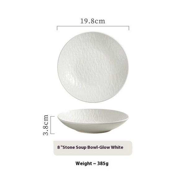 Homemade Underglaze Ceramic Stone Pattern Round Deep Plates