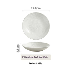 Homemade Underglaze Ceramic Stone Pattern Round Deep Plates